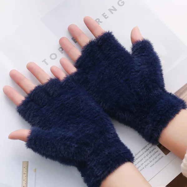 Plush Fingerless Gloves Female Winter Mitten Soft Warm Student Women Gloves Outdoor Write Mink Gloves Thickened Cold Protection - Image 4