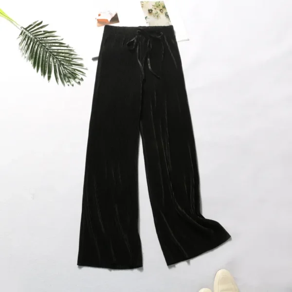 Women's High-waisted Slimming Bell Bottoms Solid Color Ice Silk New Style Elastic Waist Band Casual Trousers Summer Wholesale - Image 5