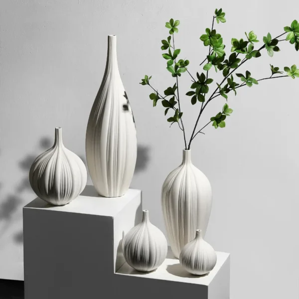 Modern White Ceramic Vases Chinese Style Simple Designed Pottery And Porcelain Vases For Artificial Flowers Decorative Figurines - Image 2