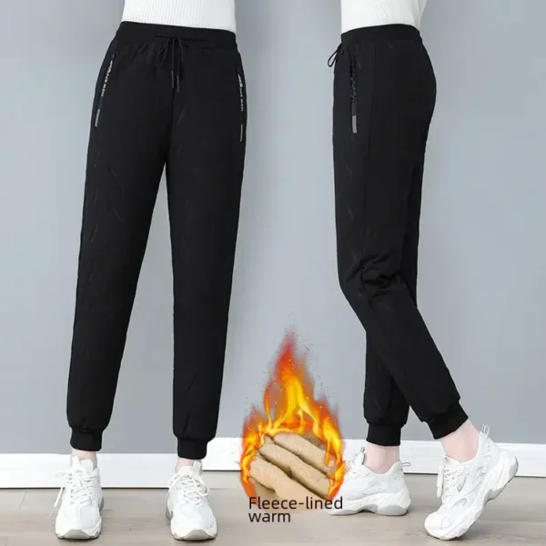 Thickened Fleece-lined Cotton Wadded Pants For Middle-aged Elderly Women Casual Winter Trousers Windproof Warm - Image 4