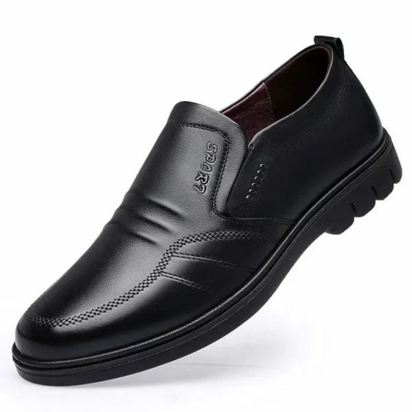 Men's leather shoes new black Soft bottom anti slip and breath shoes men's Business dress casual Zapatos luxury light flat - Image 5