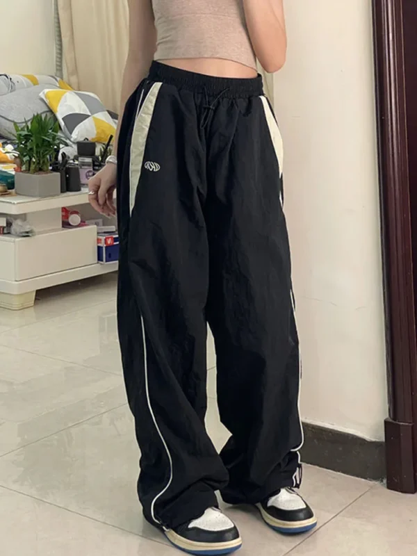 Women Casual Baggy Cargo Pants Drawstring Streetwear Loose Oversized Wide Leg Pant Sport Vintage Hip Hop Y2K Joggers Trousers - Image 2